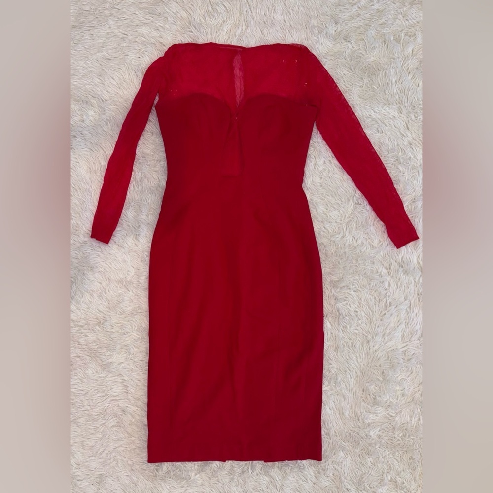 NWOT HOUSE OF CB Darcy Scarlet Plunge Midi Dress NWOT size S - Picture 6 of 11